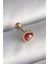 Çelik Gold Renk Kırmızı Mineli Kalp Tragus Piercing 1