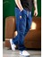 Erkek Lacivert Bel Lastikli Bağcıklı Baggy Fit Jean Pantolon 1