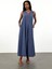 Lacivert V Yaka Tencel Elbise 036 1