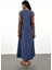 Lacivert V Yaka Tencel Elbise 036 4