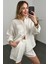 Ekru %100 Keten Oversize Gömlek 1