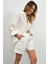 Ekru %100 Keten Oversize Gömlek 5