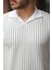 Erkek Yakalı Çizgi Desenli Kısa Kollu Tişört 3