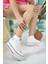 30939 Beyaz Kalın Taban Uzun Kadın Sneakers 4