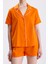 Kadın Kısa Kol Önden Düğmeli Şortlu Kiremit Pijama Takımı 2