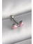 Çelik Gümüş Renk Pembe Kurdele Zirkon Taş Detay Tragus Piercing 1