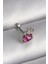 Çelik Gümüş Renk Pembe Mineli Kalp Zirkon Taş Detaylı Taç Tragus Piercing 1