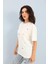 T-Shirt Bisiklet Yaka Halka ve Taş Detaylı - Ekru 2