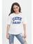 T-Shirt Kabartma Baskı Bisiklet Yaka - Mavi 1