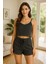 Crop Takım - Askılı Crop Takım Likralı Siyah (Xl) 4