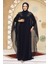 Panço Detaylı Lacivert Tesettür Abaya 25908L 2