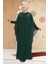 Panço Detaylı Zümrüt Yeşili Tesettür Abaya 25908ZY 2
