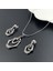 Duyarlılık Etiketi ve Zirkon Taşlı, Vintage, Küpe ve Kolye, Platinyum Kaplama Çelik Set 45, Gümüş Renk 3