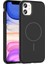 iPhone 11 Uyumlu Kılıf M-Safe Şarj Özellikli Ruby Kapak Siyah 1