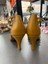 7 Bantlı Yeni Model Salsa Baçata Latin Dansları 6 cm Kadeh Topuklu Dans ve Salon Ayakkabısı Hardal 3