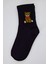 Siyah Ayı Desenli Örme Soket Çorap 1214 1