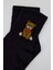 Siyah Ayı Desenli Örme Soket Çorap 1214 2