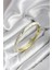 Mineli Pirinç Kırık Beyaz Çiçek Desenli Zirkon Taşlı Gold Renk Kadın Kelepçe (Çap 60 Mm) 1