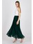 Yeşil Şifon Piliseli Yüksek Bel Maxi Etek 1003 1