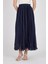 Lacivert Şifon Piliseli Yüksek Bel Maxi Etek 1003 3