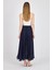 Lacivert Şifon Piliseli Yüksek Bel Maxi Etek 1003 5
