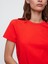 Kadın Canlı Kırmızı Bisiklet Yaka T-Shirt 3