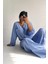 Mavi Çizgili Pamuklu Pijama Takımı 4
