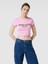 Pembe Bisiklet Yaka Naughty Or Nıce Baskılı Crop T-Shirt 1
