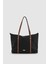 Velie Paraşüt Kumaş Şeritli Shopper Çanta Siyah-Taba 1