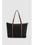 Velie Paraşüt Kumaş Şeritli Shopper Çanta Siyah-Taba 2