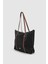 Velie Paraşüt Kumaş Şeritli Shopper Çanta Siyah-Taba 3