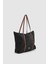 Velie Paraşüt Kumaş Şeritli Shopper Çanta Siyah-Taba 4