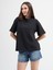 Emilia 80002 Oversize Siyah Kadın Basic T-Shirt 1