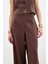 Yüksek Bel Keten Pantolon - Kahve 5
