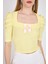 Sarı Kare Yaka Fiyonk Detaylı Crop Bluz 1349 4