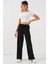 Kadın Yüksek Bel Bol Paça Pantolon - Siyah 3