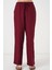 Kadın Geniş Paça Keten Pantolon 6735 - Bordo 4