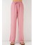 Kadın Geniş Paça Keten Pantolon 6735 - Pudra 4
