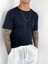 Erkek Slim Fit Fitilli Basic Esnek T-Shirt Lacivert 1
