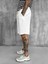 Erkek Beli Lastikli Keten Görünümlü Baggy Şort Ekru 3
