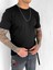 Erkek Slim Fit Fitilli Basic Esnek T-Shirt Siyah 1