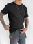 Erkek Slim Fit Fitilli Basic Esnek T-Shirt Siyah 2