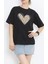 Sevgililer Günü Için Özel Tasarım Leopar Kalp Baskılı T-Shirt - Siyah 3