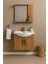 Lacrime 65 cm Ahşap Renkli Mdf, Oval Seramik Lavabolu, Alt ve Üst Dolaplı, Banyo Dolabı Takımı 1