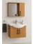 Lacrime 65 cm Ahşap Renkli Mdf, Oval Seramik Lavabolu, Alt ve Üst Dolaplı, Banyo Dolabı Takımı 2