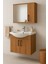 Lacrime 65 cm Ahşap Renkli Mdf, Oval Seramik Lavabolu, Alt ve Üst Dolaplı, Banyo Dolabı Takımı 3