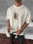 Erkek Ön ve Arka Baskılı Oversize Bisiklet Yaka T-Shirt - Beyaz 1