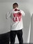 Baskılı Oversize Bisiklet Yaka T-Shirt - Beyaz 3