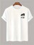 Baskılı Oversize Bisiklet Yaka T-Shirt - Beyaz 1