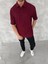 Yakalı Patlı Kısa Kol T-Shirt - Bordo 3